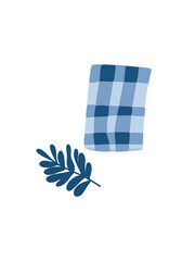 Obraz premium Vector illustration cozy blue tartan blanket