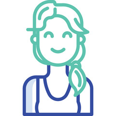 Illustration of a Smiling Woman with Braided Hair and a Blue Tank Top Against a Transparent Background