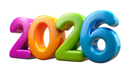 Bright 2026 Multicolored 3D Numbers in Red Yellow Green and Blue for Celebration Marketing