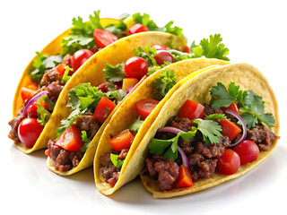 Realistic tacos with beef and salsa