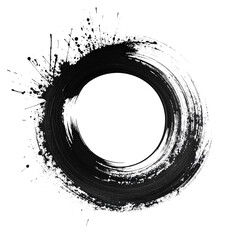 Zen Circle: An abstract ink wash painting of a perfect circle, the black strokes evoking a sense of balance, meditation, and minimalism.