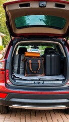 Open Trunk Suv Car Luggage Bag The Driveway