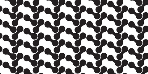 Seamless background with black metaballs, abstract geometric shapes . Connected figures of liquid molecules. Minimalistic abstract shape.	