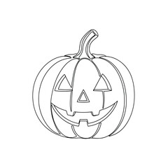 A simple line drawing of a classic jack o lantern for halloween decorations and crafts