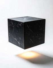 Floating Black Marble Cube