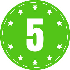 Green Five Star Rating Badge Sticker Excellent Review Quality Feedback Icon Vector Isolated on Transparent Background 