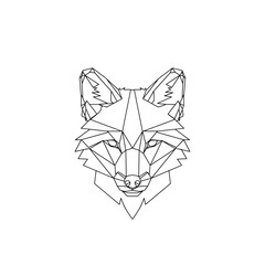 Fototapeta premium Geometric fox head outline drawing with sharp angles and clean lines