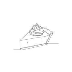 Hand drawn sketch of a delicious slice of pie topped with whipped cream