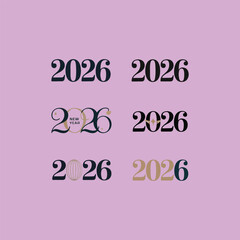 2026 set, New Year logo collection vector.