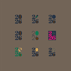 2026 set, New Year logo collection vector.