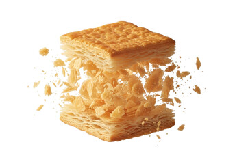 Exploding puff pastry isolated