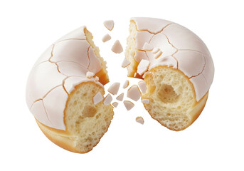 Broken glazed donut isolated