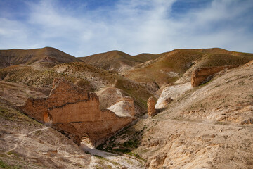 Judean desert, the Herodian aqueduct in Wadi Qelt that carried water from Ein Prat to Jericho