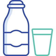 Illustration Of Brown Milk Bottle And Glass With White Label Space Clean Icon Design For Healthy Drink Product
