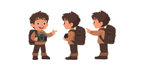vector illustration student taking pictures