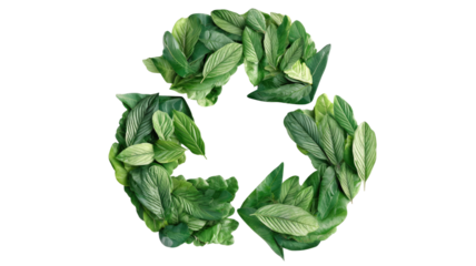 Fresh green cabbage recycle symbol isolated on white background as a healthy organic vegetable ingredient for salad
