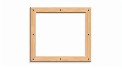 One wooden frame made by hand with nails on a white background, vector illustration.