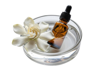 Essential oil with flower and water