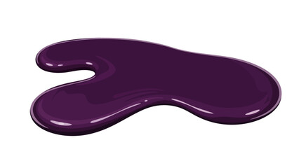 A dark purple viscous liquid spills across a white background