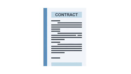 A document labeled CONTRACT with horizontal lines representing text