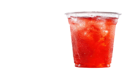 Red fresh tomato juice and sweet cola drink with ice isolated on a white background