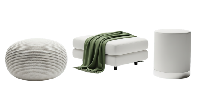 Modern home decor objects on black background