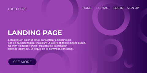 Modern Purple Gradient Landing Page Design with Abstract Circle Background and Minimal Layout