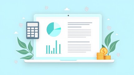 view of  financial planning with modern data visualization on laptop for business.