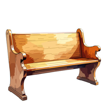 Wooden church pew in traditional design with polished finish  