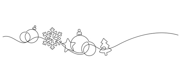 continuous line drawing of christmas ornament celebration event