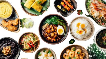 Fresh seafood and gourmet vegetable salad set for a delicious healthy meal