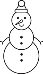 Simple Line Art Snowman Wearing a Hat with Buttons and Stick Arms