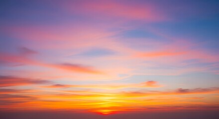 Dramatic Sunset Sky with Fiery Orange and Pink Clouds