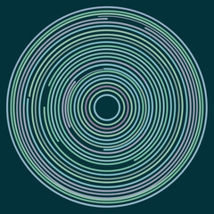 Concentric circles of varying widths and colors, forming a visually appealing pattern on a dark background.