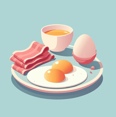 eggs with bacon breakfast vector