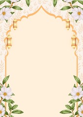 Wedding Invitation Haldi Beige and Gold Blank Card Background