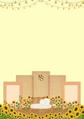 Wedding Invitation Haldi Gold and Yellow Sunflower Theme Blank Card Background