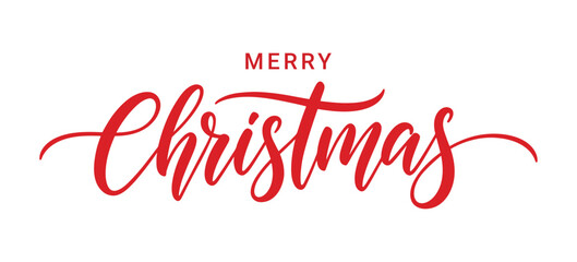 bold red merry christmas typography in elegant script style perfect for greeting cards posters and holiday decorations