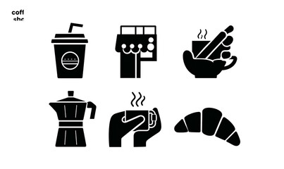 Five simple icons for coffee and breakfast items
