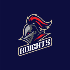 Knight mascot logo design vector. Knight head illustration for sport and esport team.