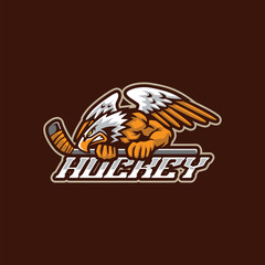 Eagle mascot logo design vector. Eagle hockey illustration for sport and esport team.