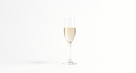 Obraz premium Elegant flute glass filled with bubbling champagne, perfect for celebratory moments and sophisticated events, capturing pure joy and luxury.