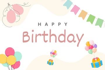 Pink and Blue Playful Birthday Rectangle Sticker (Landscape) 