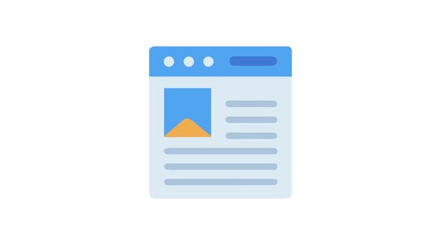 Flat Animation illustration of web browser window layout