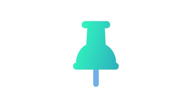 Turquoise pushpin on a White Background, location, notification