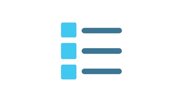 Simple blue list icon with rounded corners on White