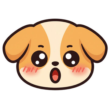 Cute cartoon puppy face with wide eyes and open mouth, blushing.