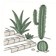 small cacti with a white wall background