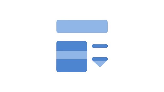 Abstract blue dropdown menu interface element on White Background
