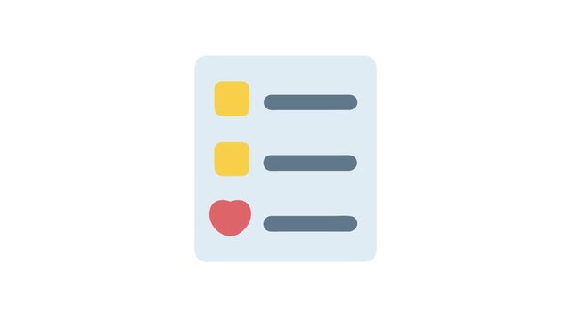Stylized icon of a list with checkboxes and heart